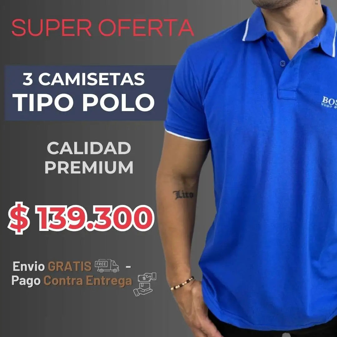 Pack X3 |Camiseta Tipo Polo H.B. Combinada