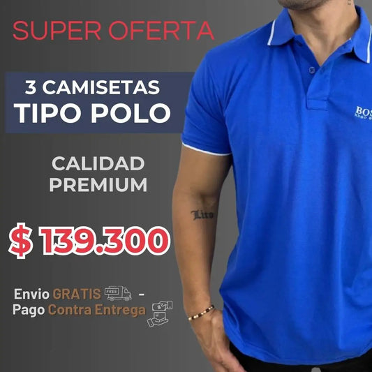 Pack X3 |Camiseta Tipo Polo H.B. Combinada